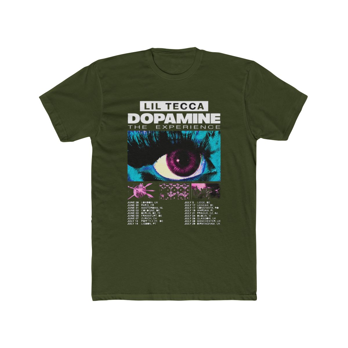 Lil Tecca Dopamine The Experience Tour Cotton T Shirt Short Sleeve Casual Streetwear Tee - alternate angle 5, merchandise